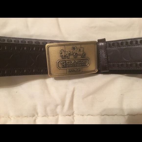 Coach Wide Leather Belt Brass Buckle Large Sz 4x46 - Picture 3 of 7